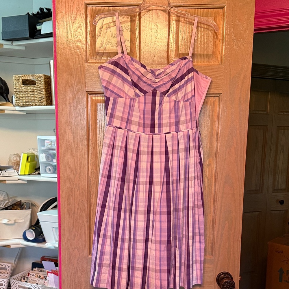 Ann Taylor Loft Purple Plaid Dress size 4
